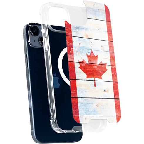 Canada Flag Light Wood iPhone 15 Plus MagSafe Case